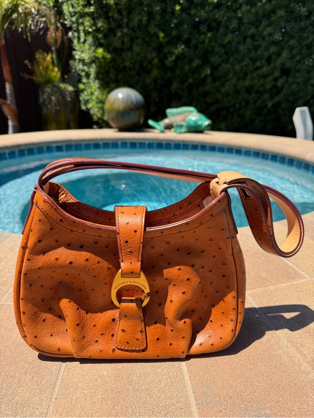 Dooney & Bourke Ostrich-Embossed Leather Shoulder Bag
